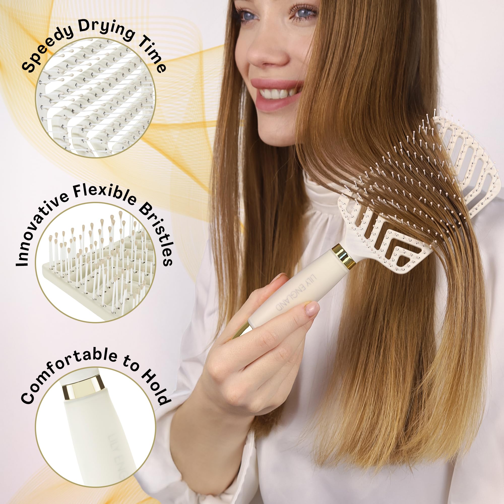 Cabezal amplio de Lily England Paddle Brush cubriendo más cabello