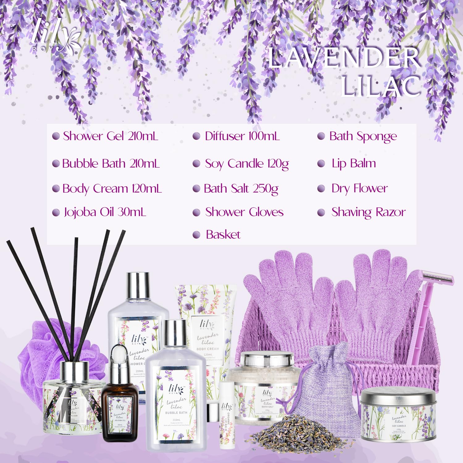 LILY ROY gel-ducha-lavanda para un despertar suave y fragante.