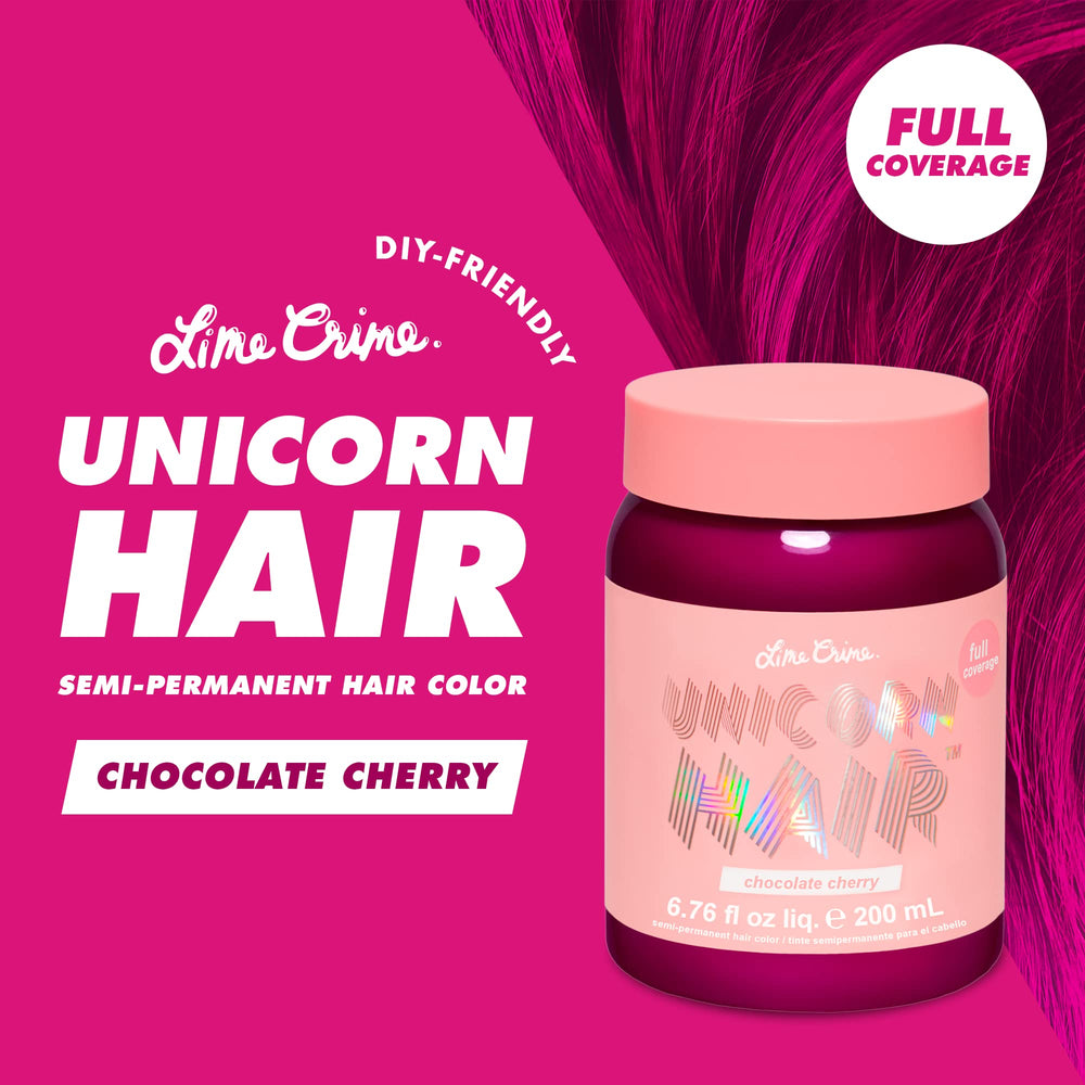 Lime Crime Chocolate Cherry: aplicación crema para un teñido suave y uniforme.