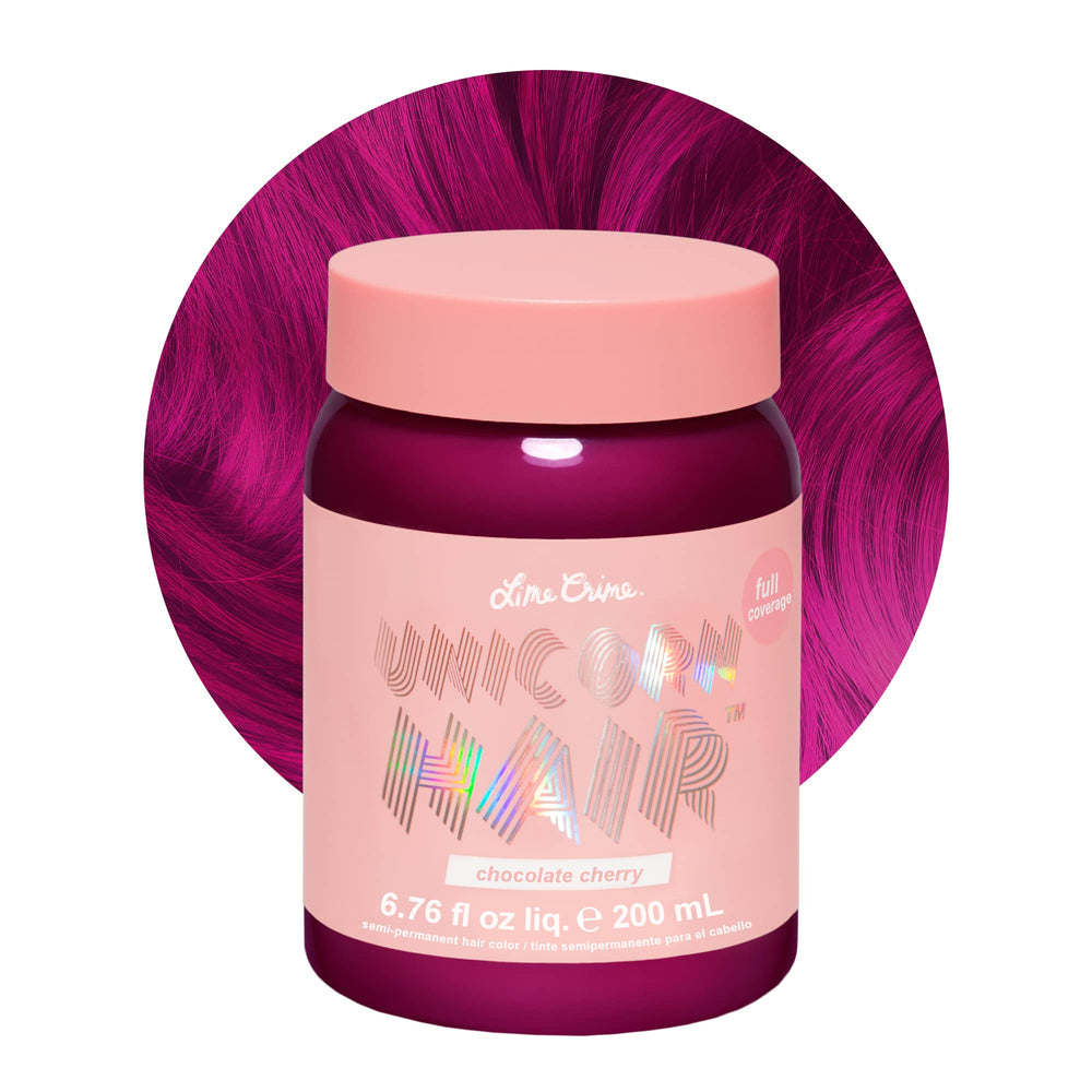 Lime Crime Chocolate Cherry: tintura pote, color burdeos vibrante y duradero.