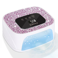 Linssy lámpara UV-LED diamante frontal ofrece acabado premium para uñas en casa.