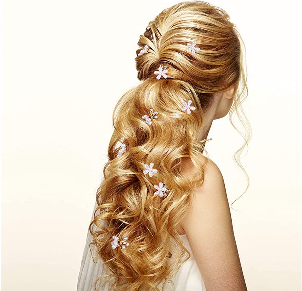 LINXI clip de pelo con perlas mini margarita blanco, ligero y cómodo todo el día