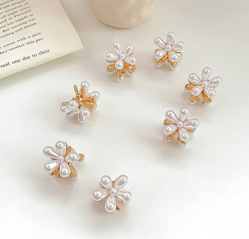 LINXI clip de pelo con perlas mini margarita blanco, diseño delicado para cualquier look
