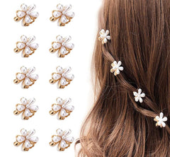 LINXI clip de pelo con perlas mini margarita oro, sujetando el cabello con elegancia