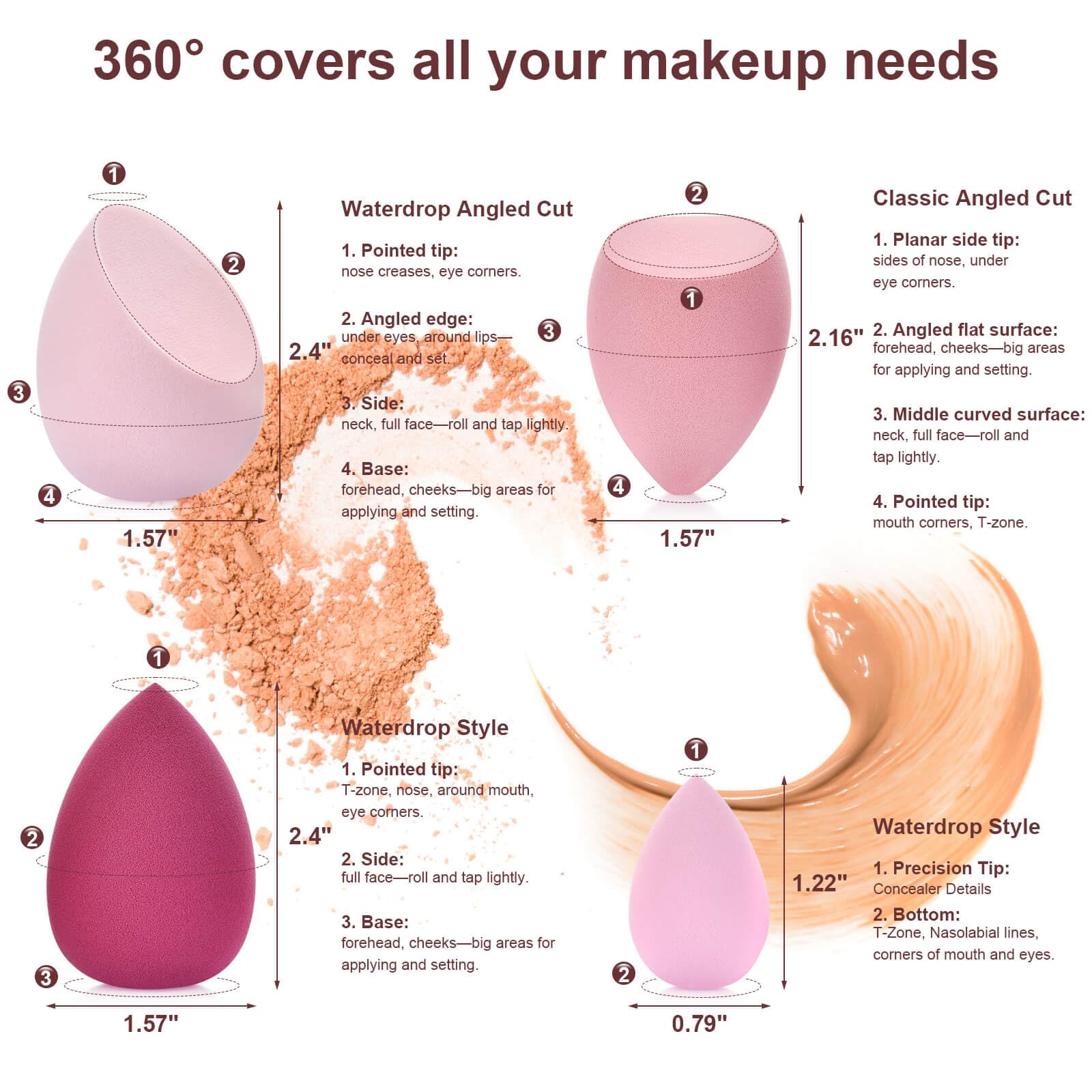 Esponja de maquillaje grande de Linyumuxiang ofrece aplicación uniforme de base.