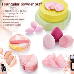 Esponja triangular pequeña de Linyumuxiang ideal para retoques precisos.
