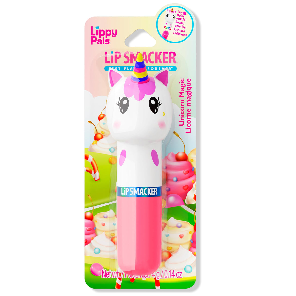 Lip Smacker Lippy Pals Unicorn bálsamo labial en forma de unicornio, hidratación diaria.