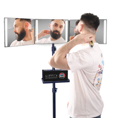 LIPFISBARBERSHOP espejo 360° con trípode para cortes precisos en casa