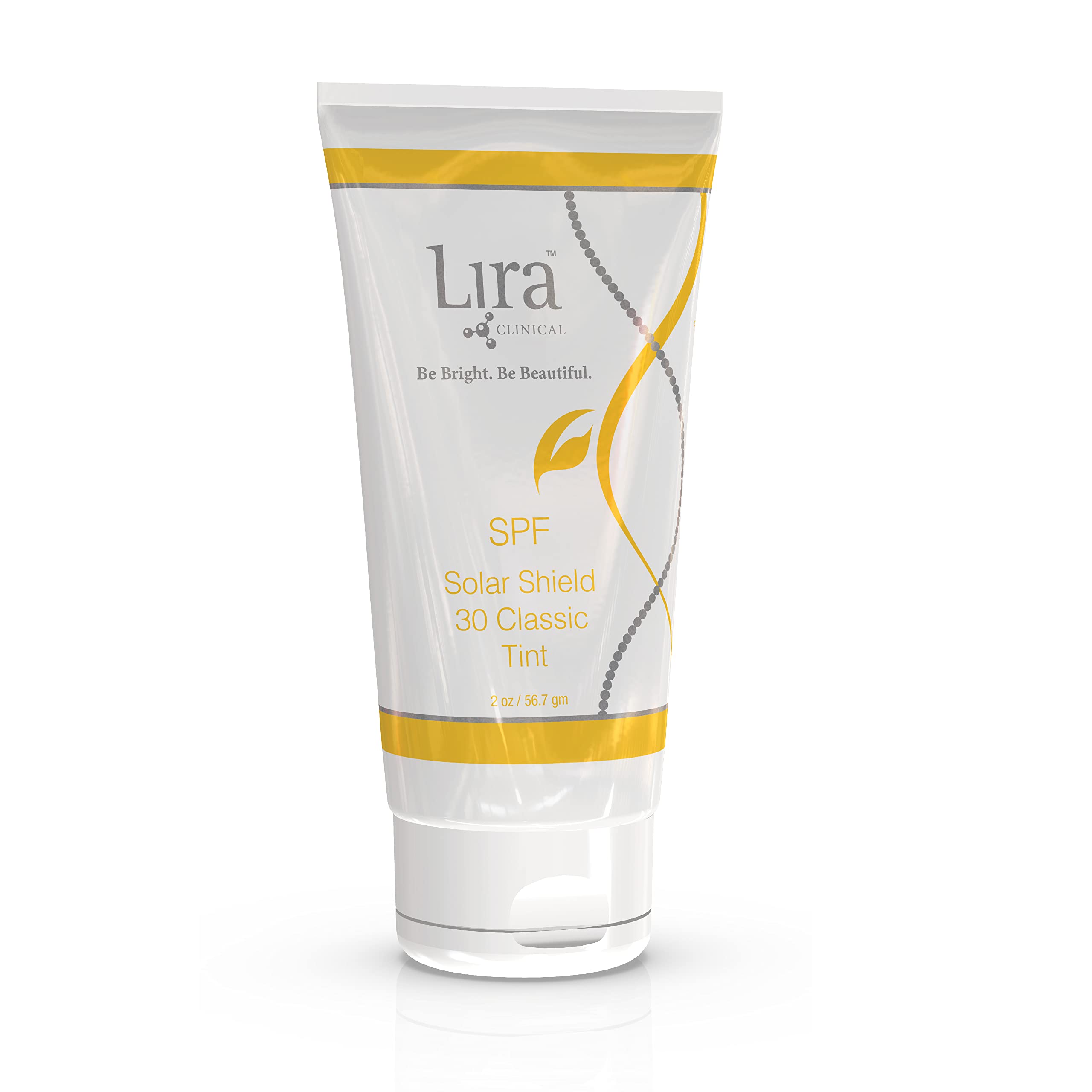 Lira Clinical Solar Shield 30, bouteille 60 ml, protection UV et hydratation légère.
