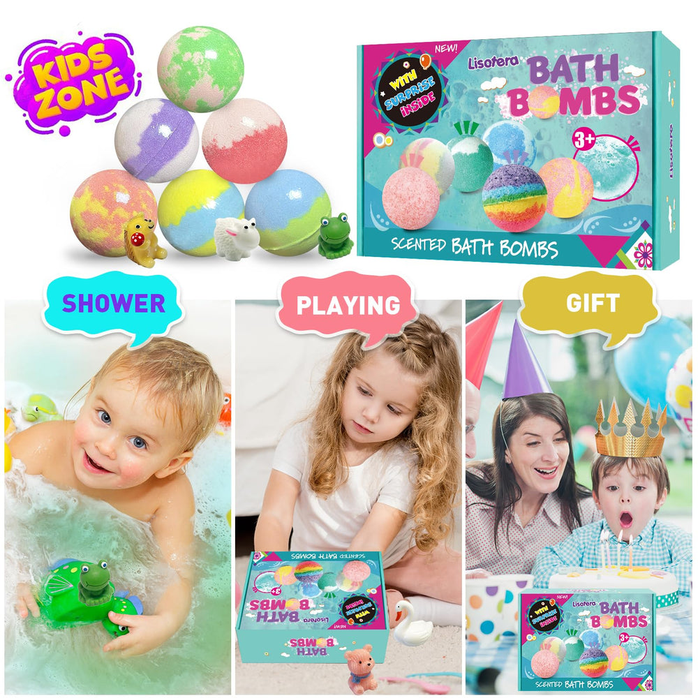 Lisotera bombas de baño con espuma y colores vivos para una experiencia lúdica.