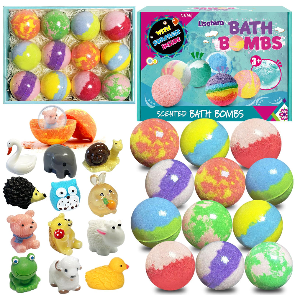 Lisotera bombas de baño para niños con sorpresa interior, entretenimiento seguro durante el baño.