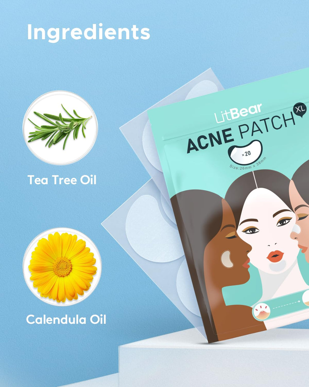LitBear parche grande para espalda, cobertura extensa para acné en espalda.