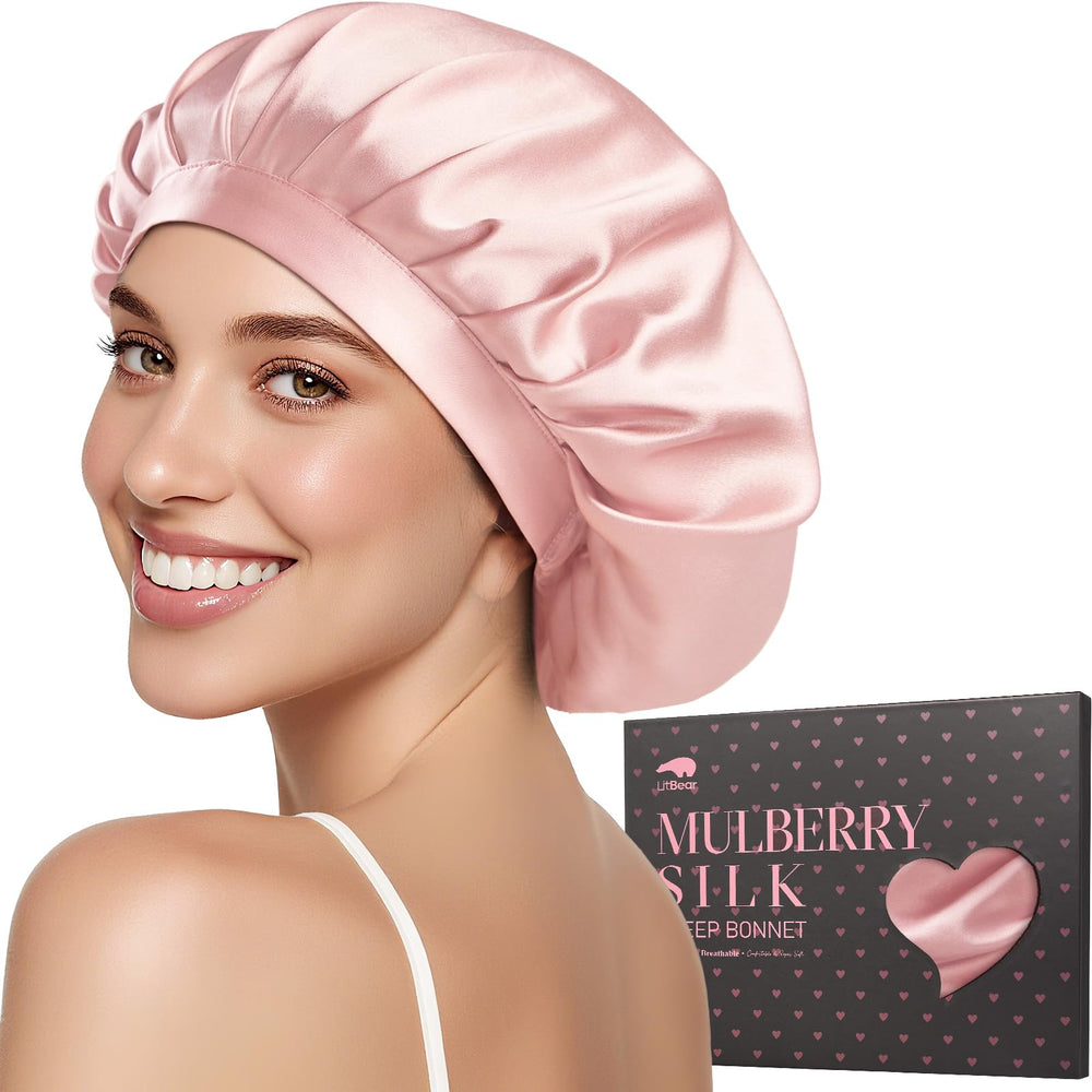 LitBear gorro de seda 100% Mulberry para dormir, mantiene la piel y cabello suave.