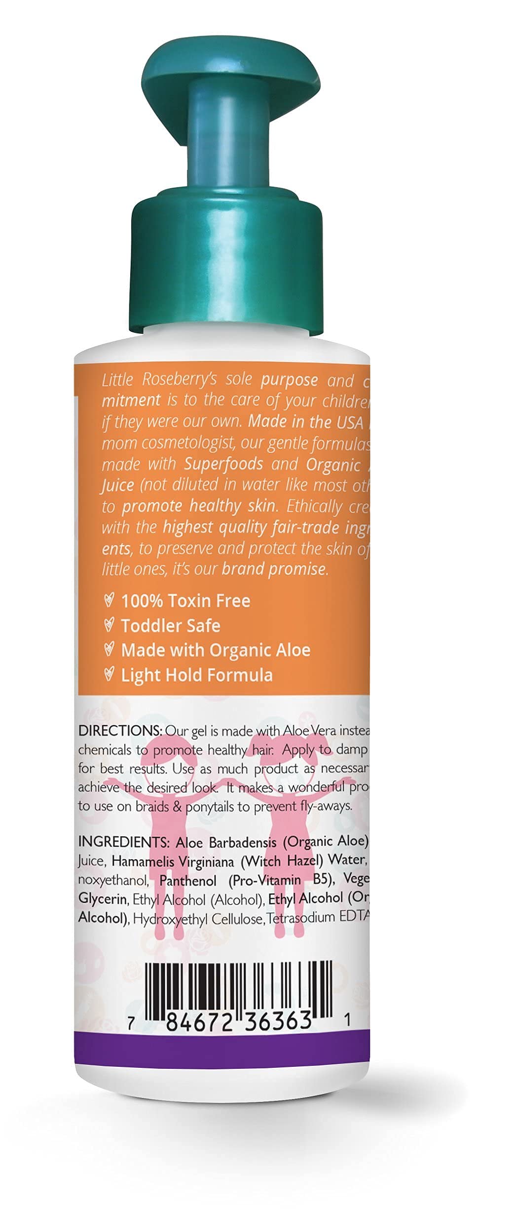 Gel Little Roseberry libre de químicos agresivos para uso diario.