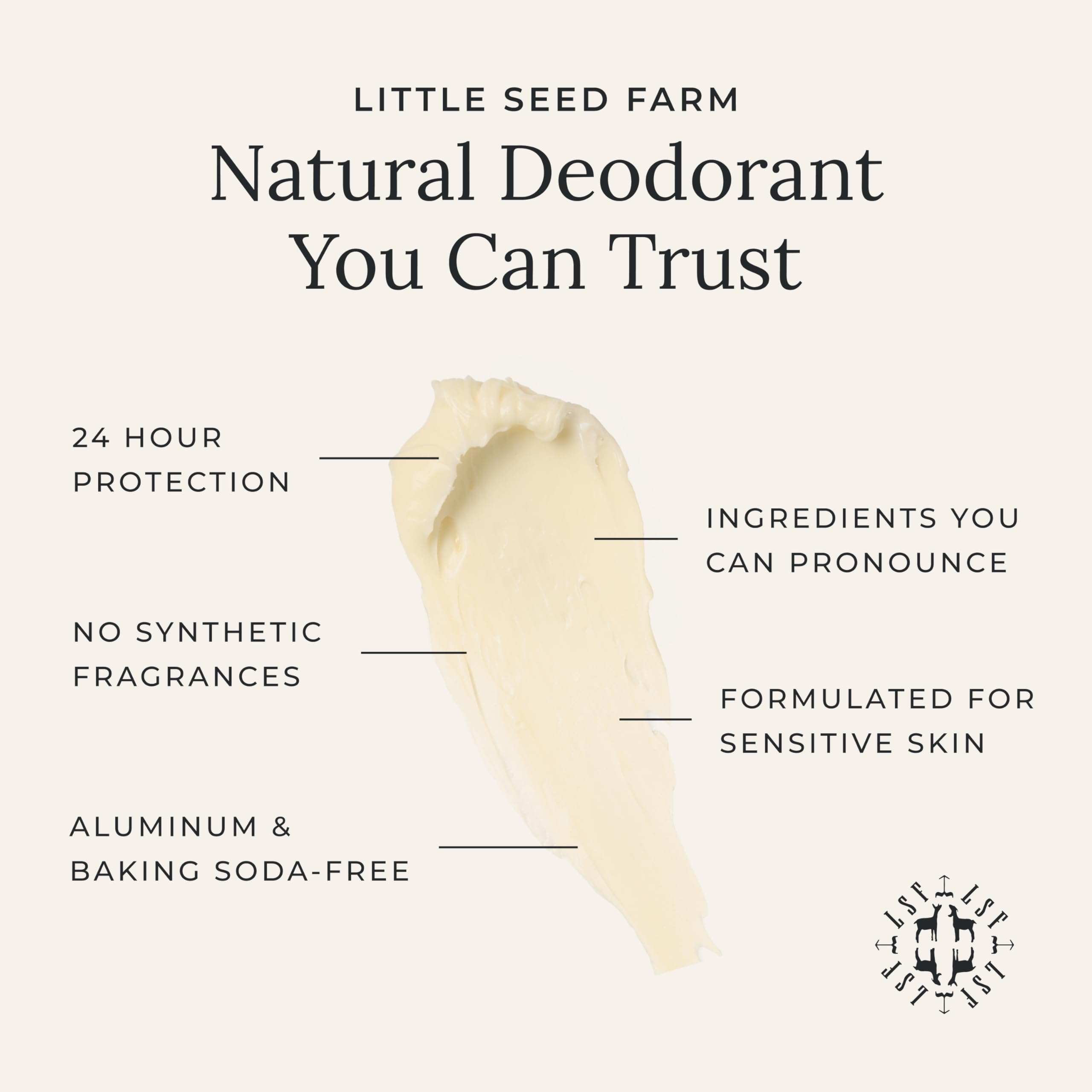 Little Seed Farm desodorante sin aluminio para piel sensible, aroma herbal.