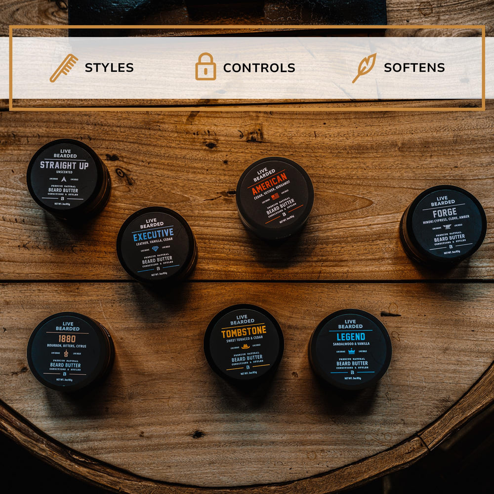Live Bearded con ingredientes naturales para cuidado de la barba.