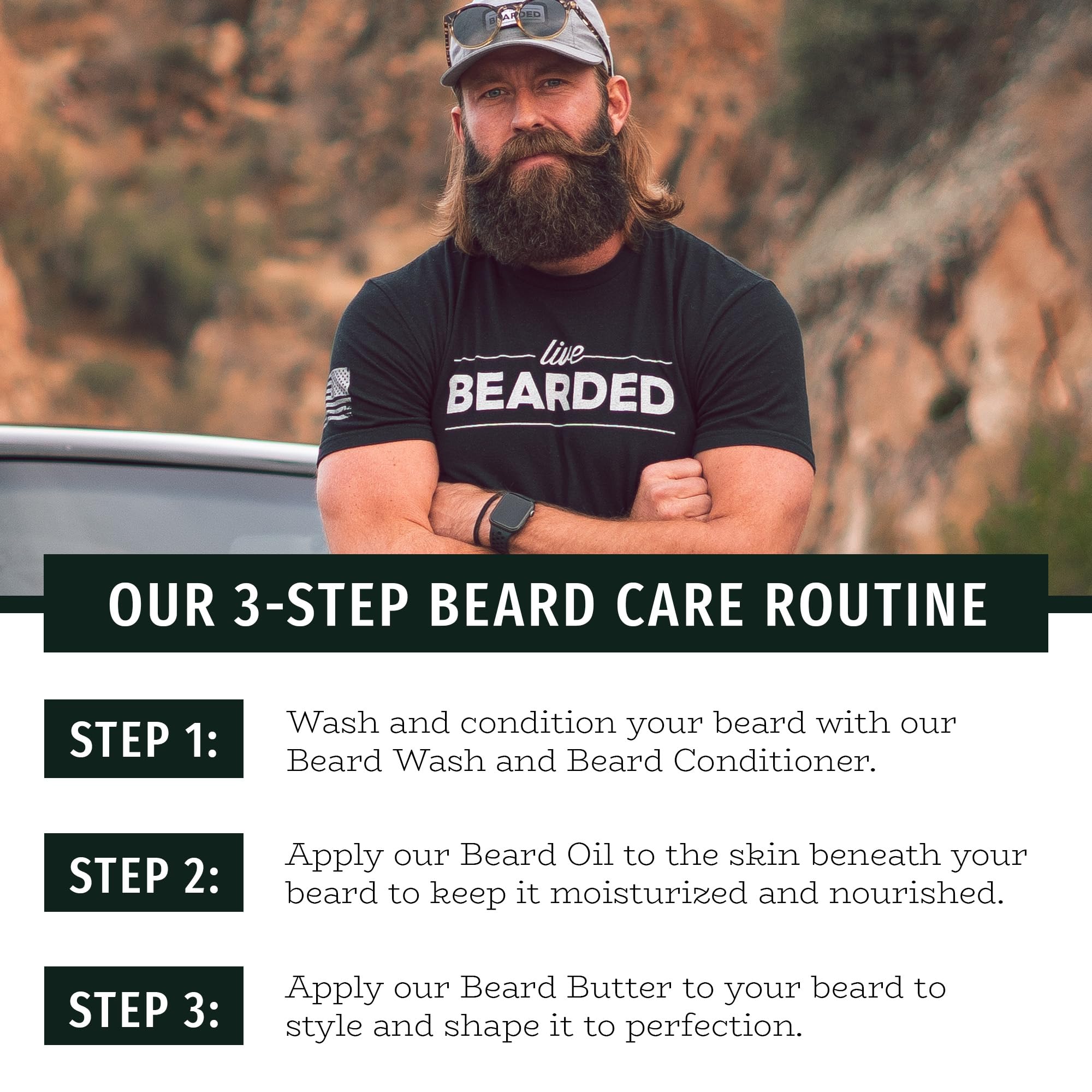 Presentación de 3 oz de Live Bearded Beard Butter lista para uso.