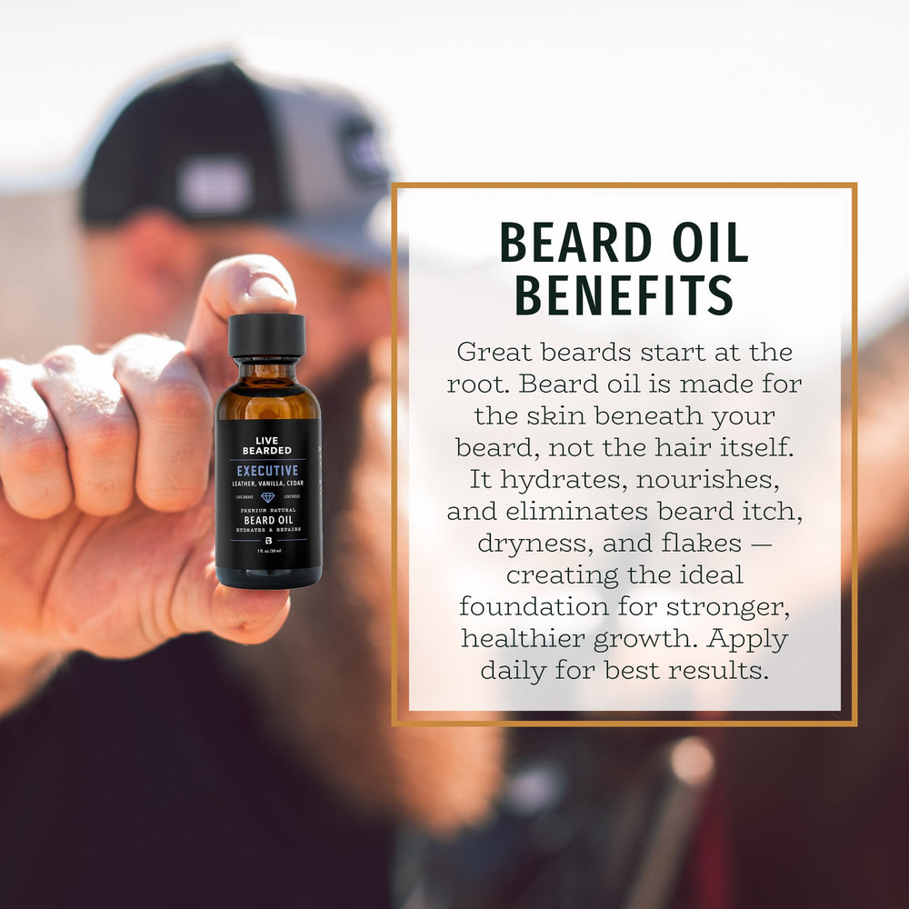 Live Bearded beard oil liquid on hand demonstrates quick absorption.
