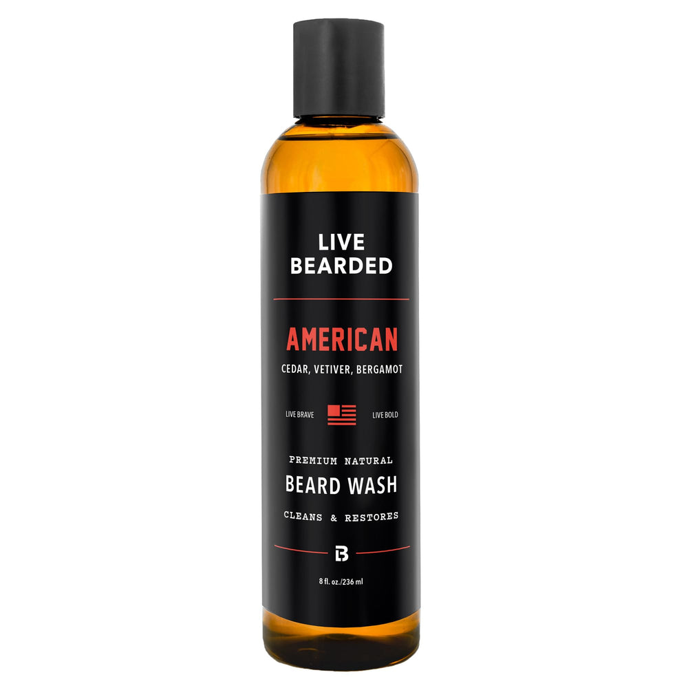 Live Bearded Beard Wash: botella frontal para limpieza suave de la barba