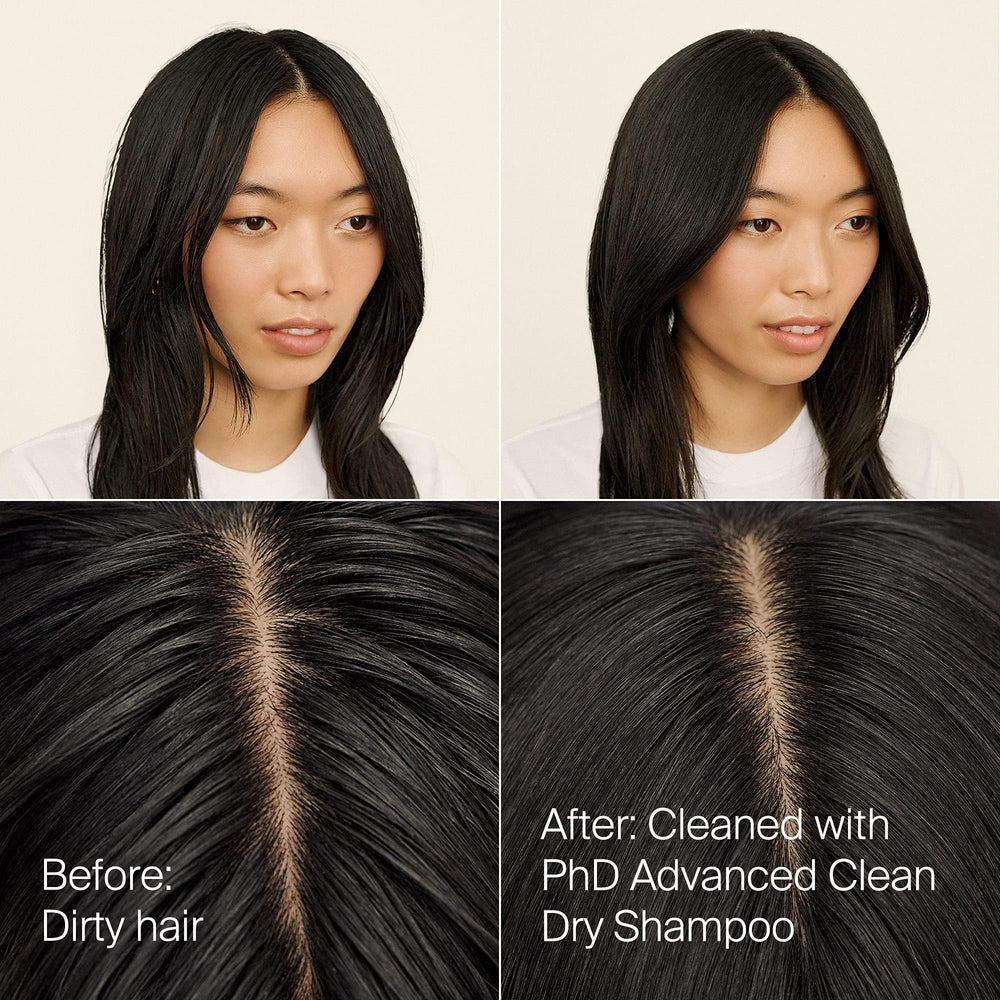 Living Proof Dry Shampoo aplicando en raíces para controlar el sebo