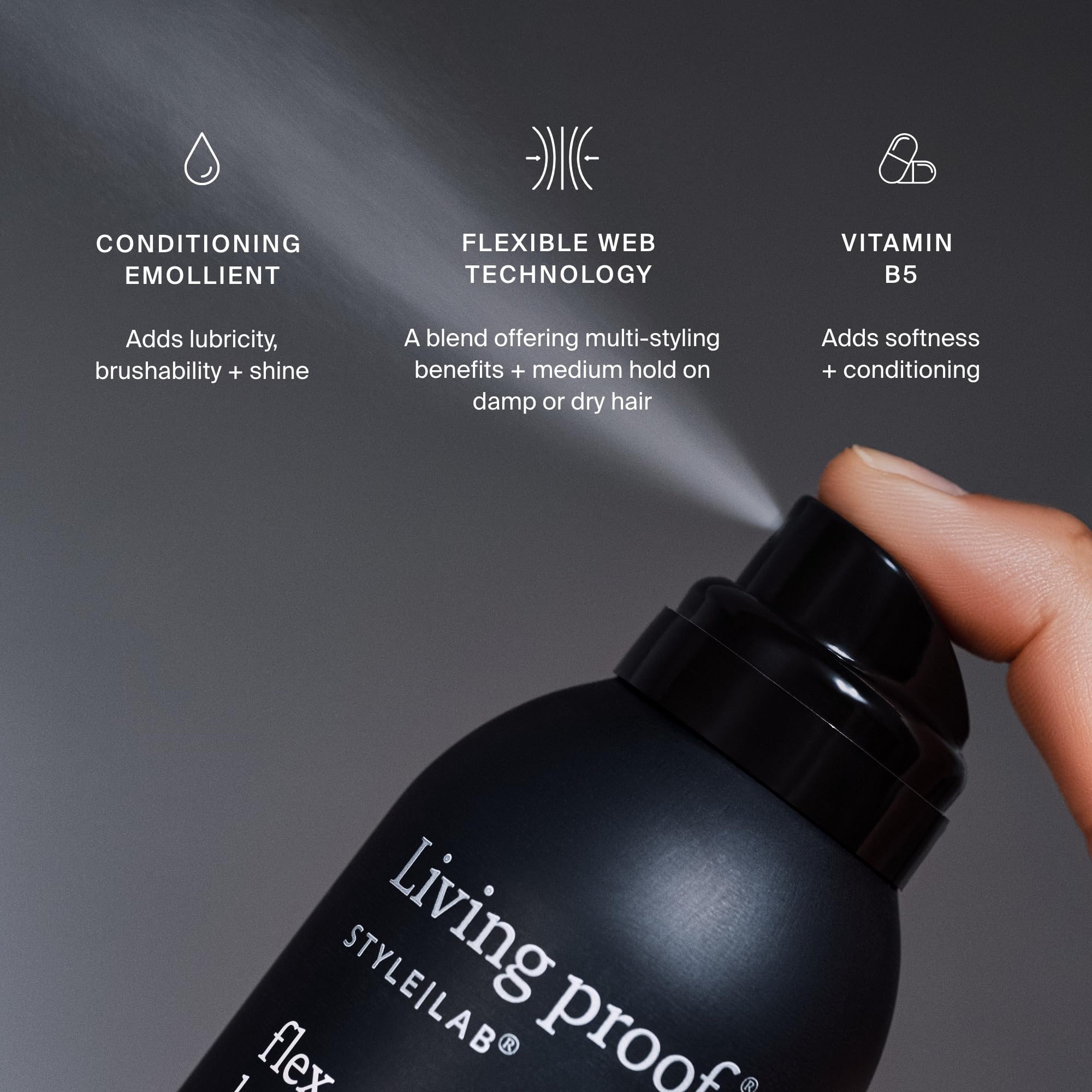 Living Proof Style Lab Flex Hairspray mantiene rigidez nula para cabello sin esfuerzo.
