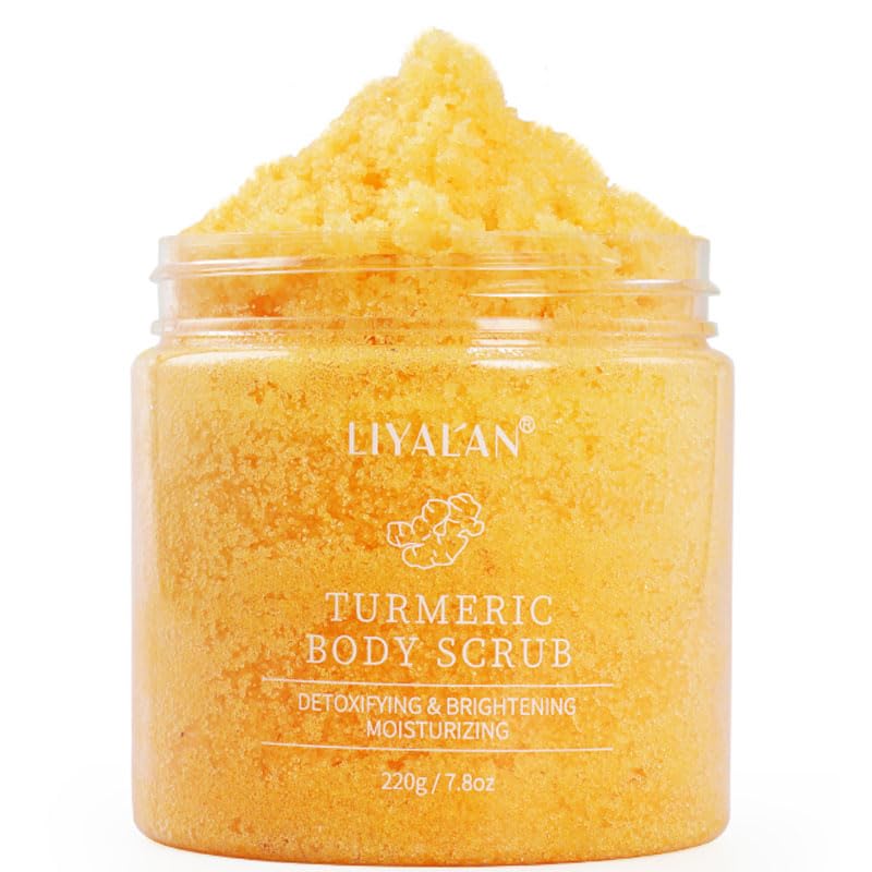 LIYALAN exfoliante cúrcuma para cuerpo en envase, limpia y suaviza la piel