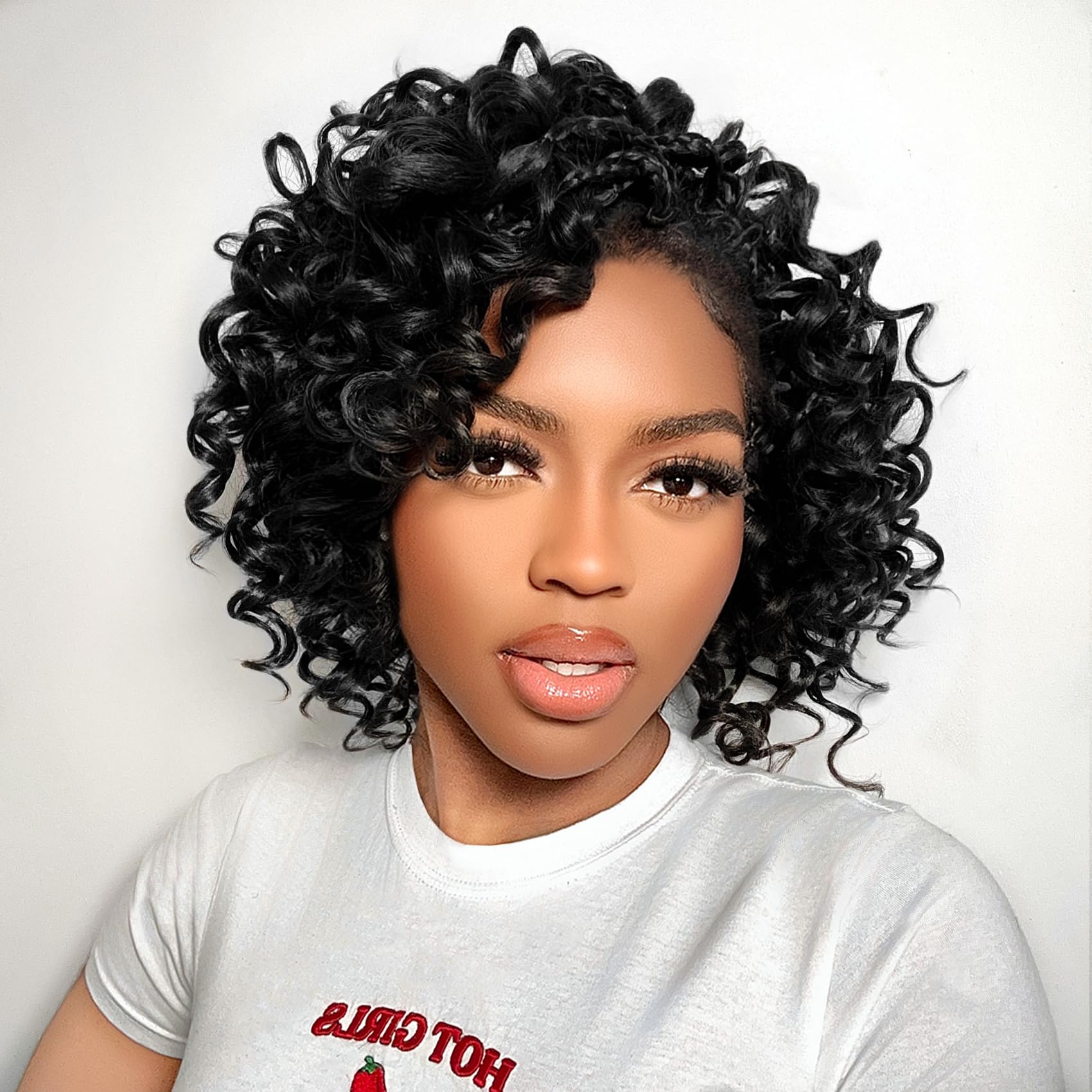 LIYATE Gogo Curl crochet hair 8 pulgadas 1B: rizos definidos para un aspecto natural
