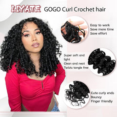LIYATE Gogo Curl crochet hair 8 pulgadas pre-entrelazado: listo para colocar y textura suave