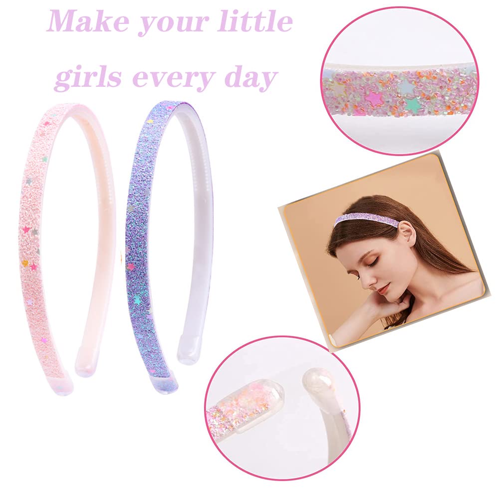 Diademas glitter Lizioo con ajuste elástico, cómodo para niñas.