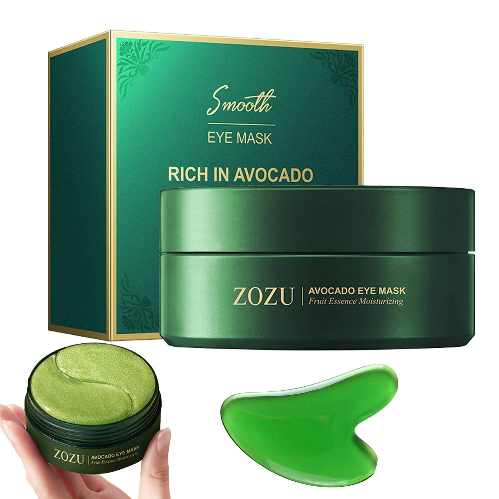 Lkdsoaf mascarilla de ojos aguacate en empaque, cuidado suave para la zona ocular.