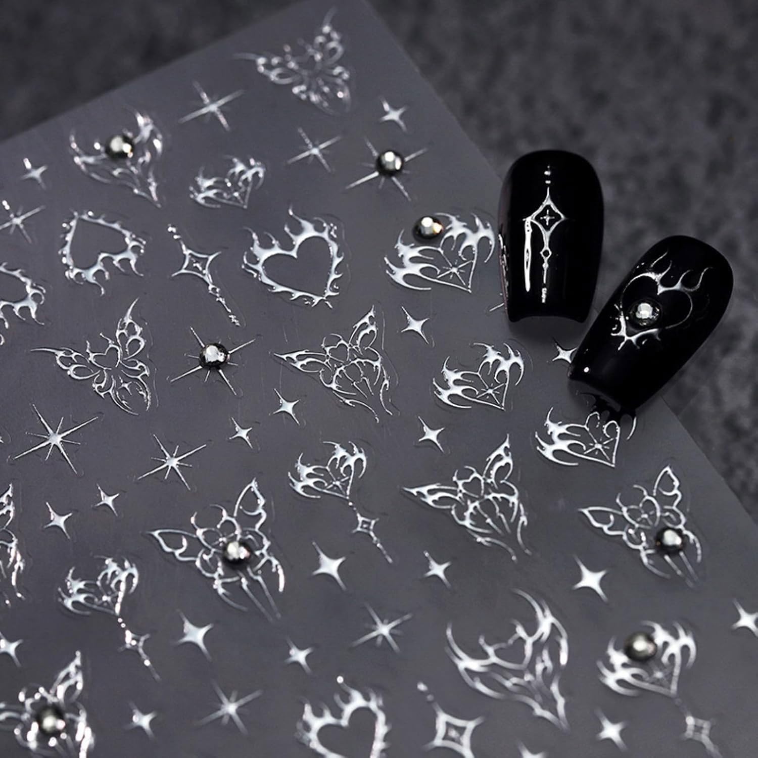 Lnulyaciy estrellas plateadas: adhesión suave para decoración de uñas duradera.