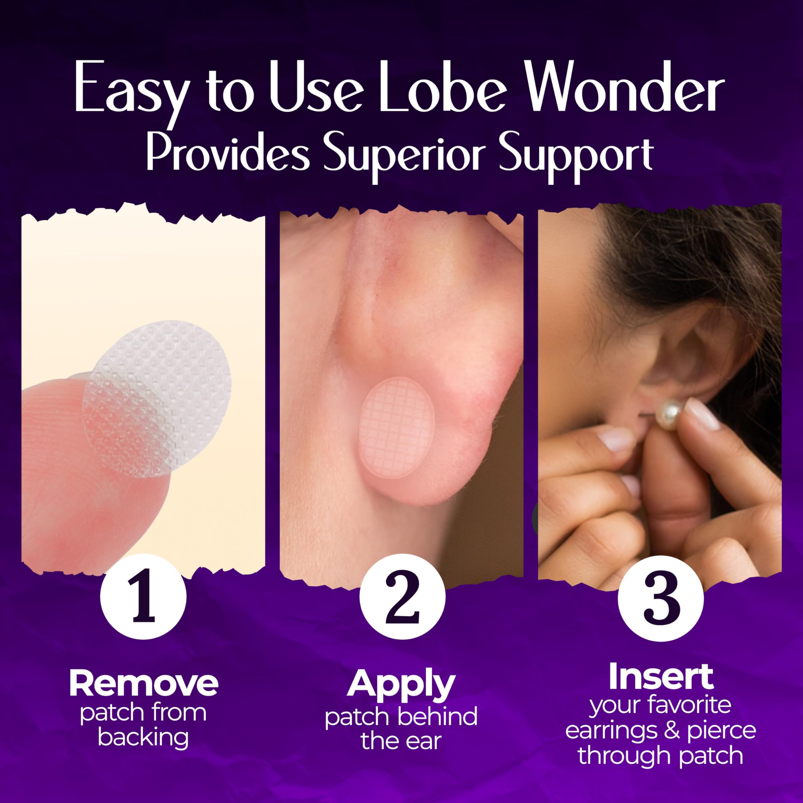 Lobe Wonder parche ajuste para diferentes tipos de aretes y estilos.