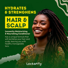 Shower scene showing refreshing cleanse for scalp and locs