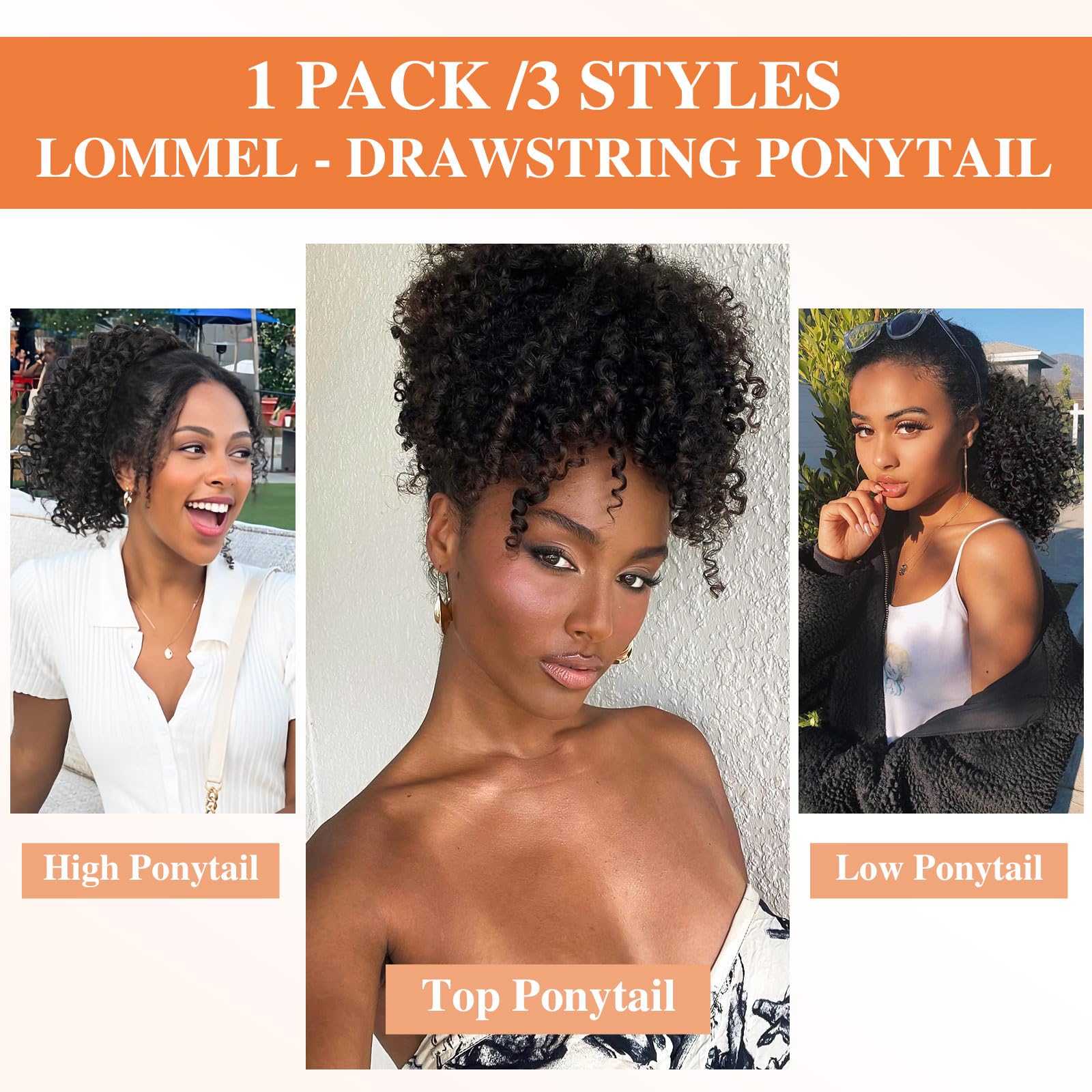 Coleta Lommel afro rizado de 10 pulgadas, perfecta para looks elegantes