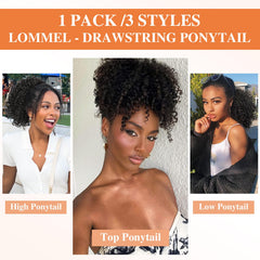Coleta Lommel afro rizado de 10 pulgadas, perfecta para looks elegantes