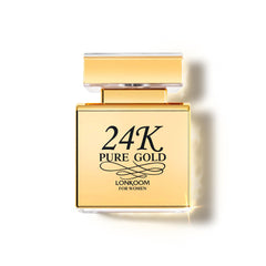 Lonkoom 24K Oro Puro en botella: aroma duradero para todo el día.