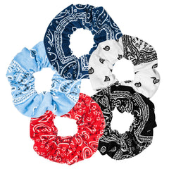 LOOKSEVEN Bandana Scrunchies, conjunto de cinco colores para combinar con outfits.