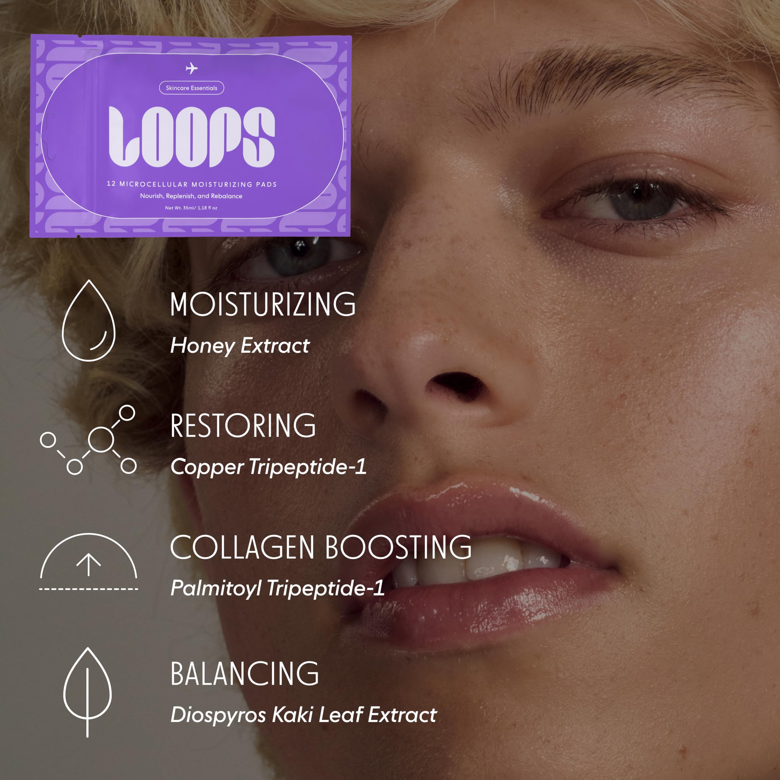 LOOPS disco tónico exfoliante: exfoliación rápida para piel fresca.