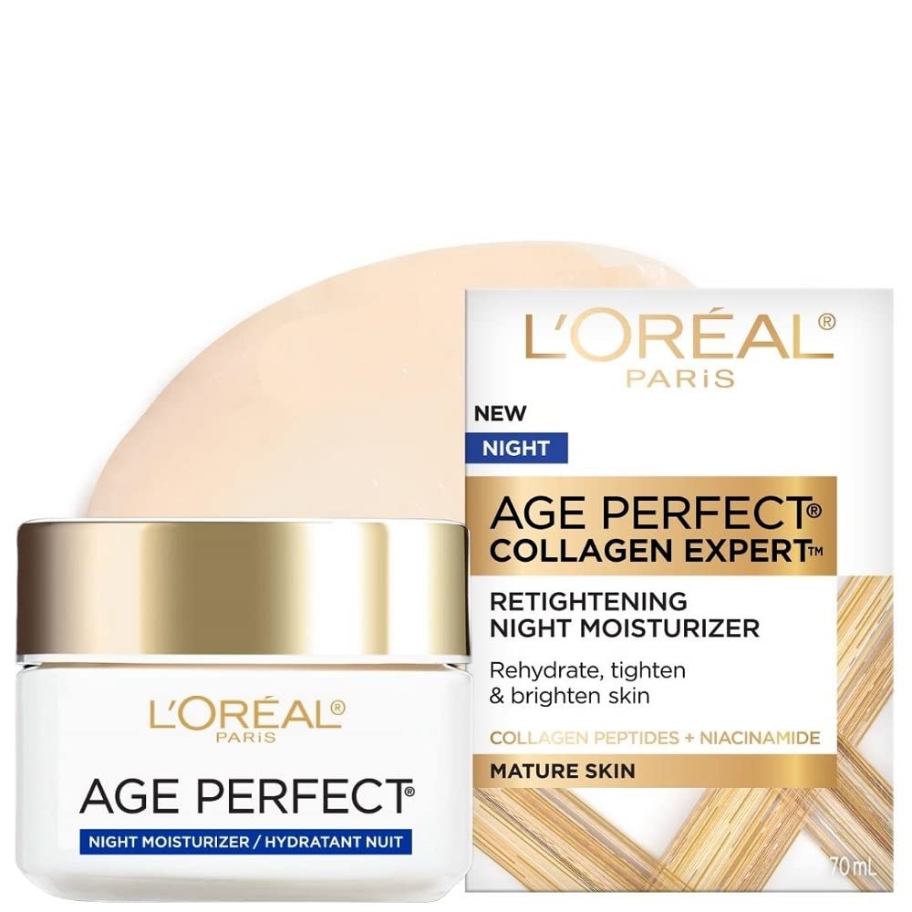 L’Oréal Paris Age Perfect crema nocturna en botella, mayor tamaño para cuidado nocturno y hidratación.