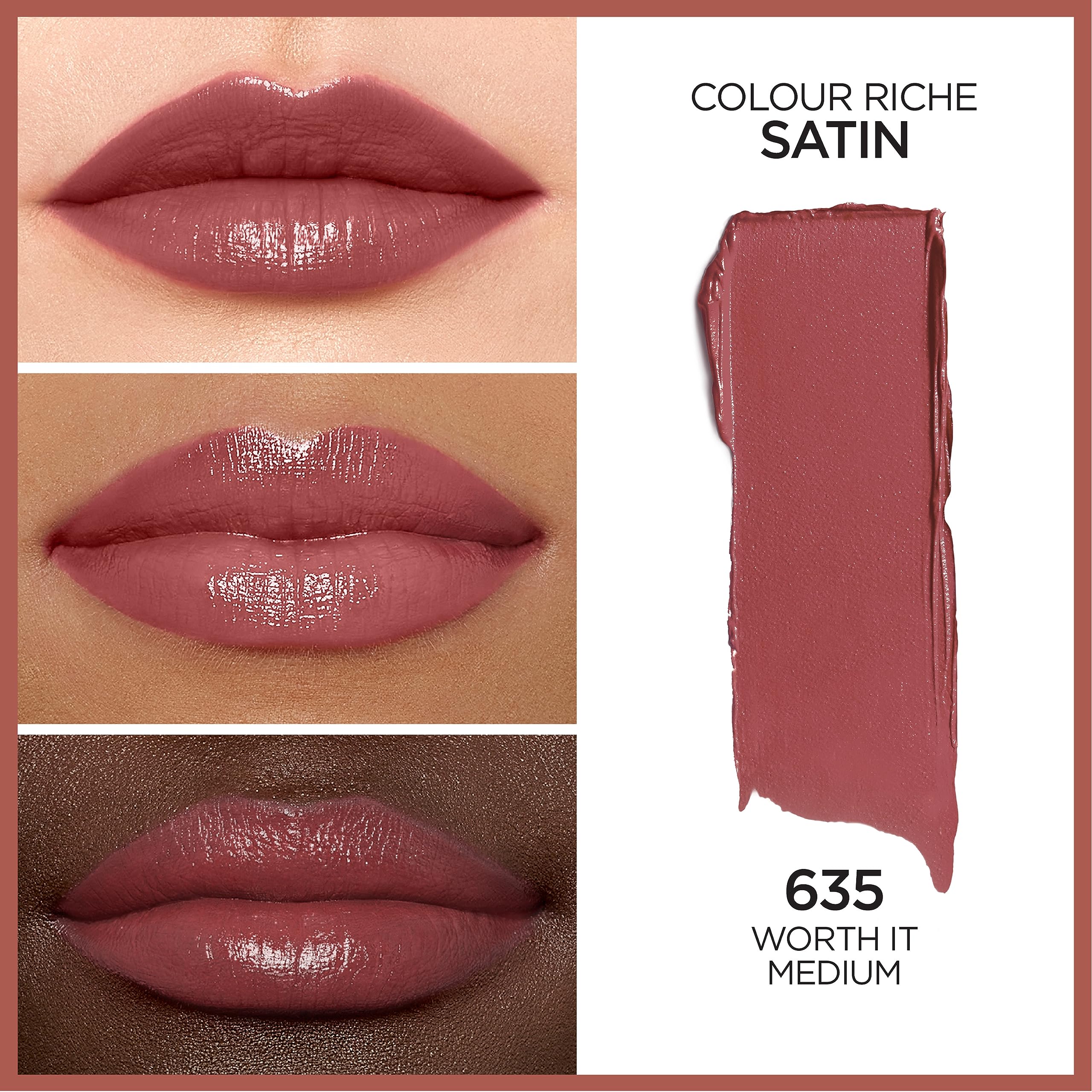 L’Oréal Paris Color Riche Satinado labial, textura sedosa que desliza suave.