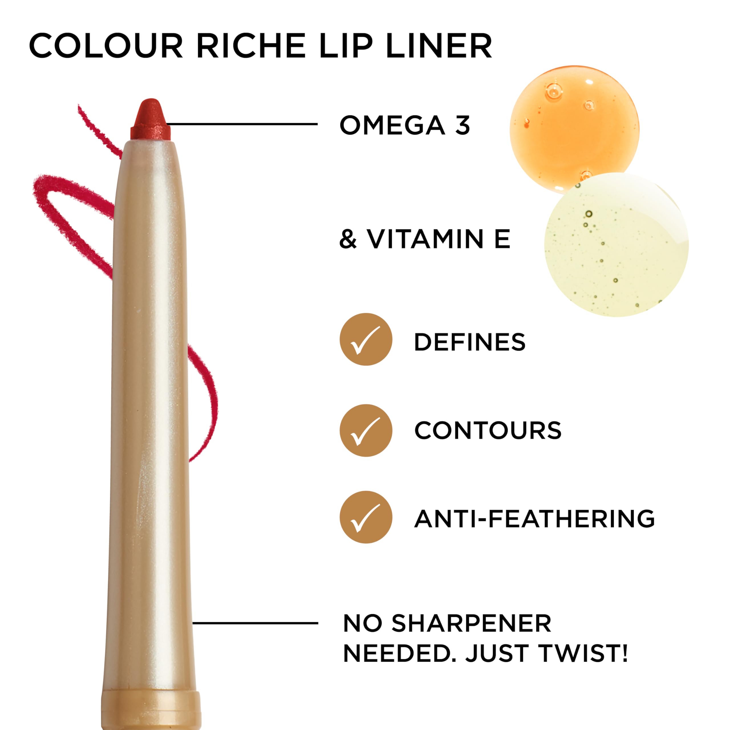 Delineado suave con Colour Riche Lip Liner para contorno definido.