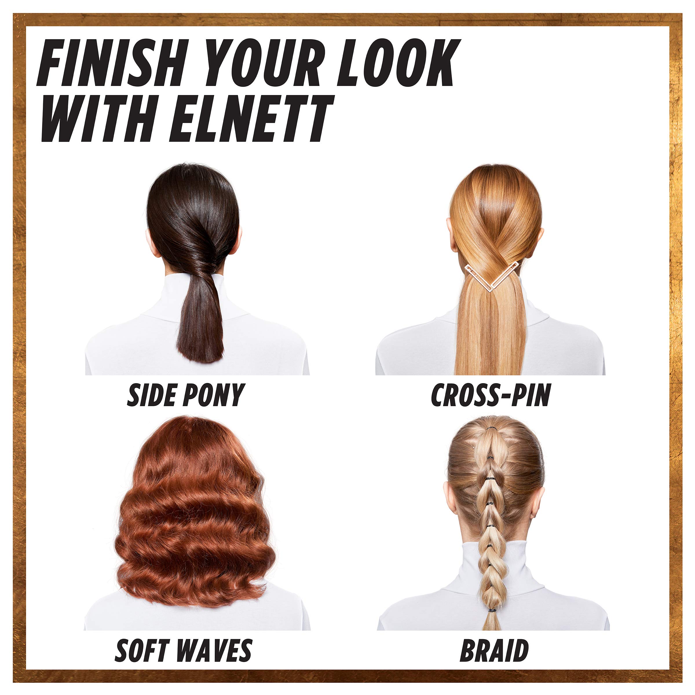 L'Oreal Paris Elnett acabado satinado con brillo ligero para un estilo pulido.