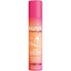 Botella de L’Oréal Paris Elvive Dream Lengths Air Volume Dry Shampoo para refrescar raíces rápidamente.