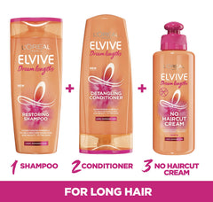 Textura nutritiva de Elvive Dream Lengths para cabello suave.