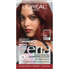 L'Oreal Paris Feria tono Burdeos brillante en el cabello para un estilo audaz.