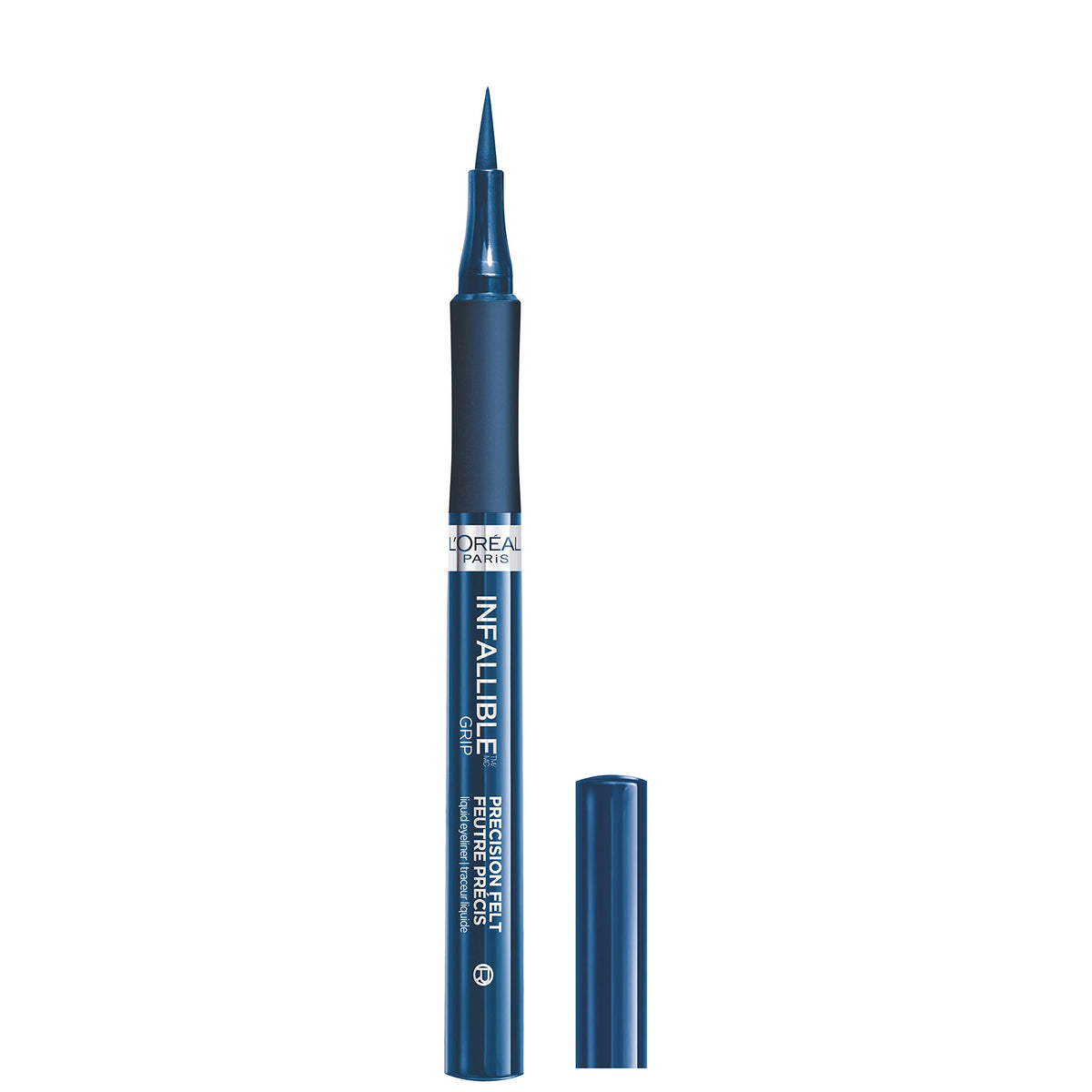 L'Oreal Paris Infallible Grip delineador azul vibrante para un delineado duradero y definido.