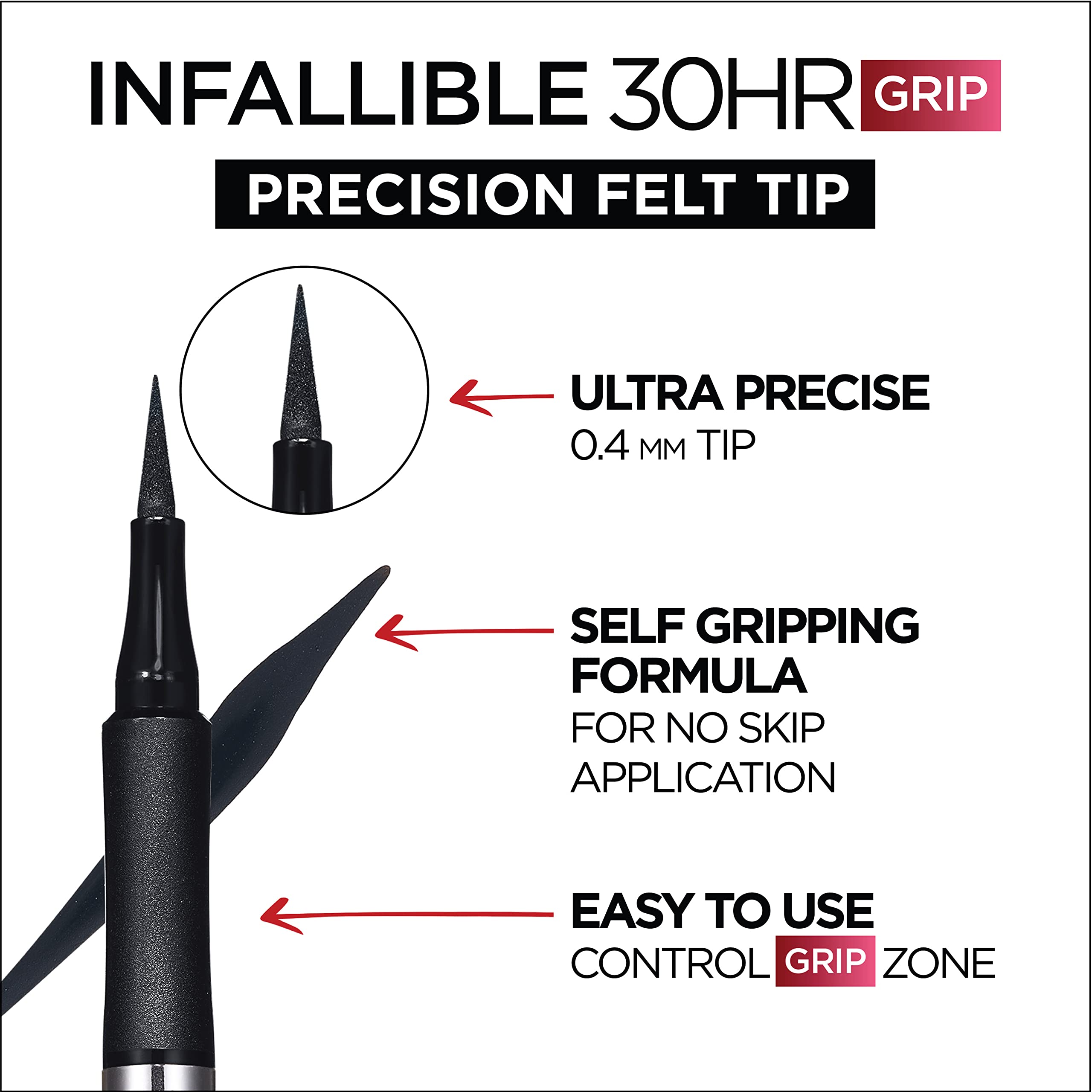 L'Oreal Paris Infallible Grip delineador de larga duración para color que perdura.