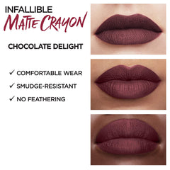 L’Oréal Paris Infallible Matte Lip Crayon Chocolate Delight, cobertura de un solo gesto para prisa.