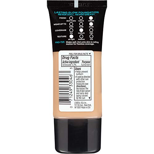 Aplicación suave de la base Pro Glow en el rostro para cobertura media.