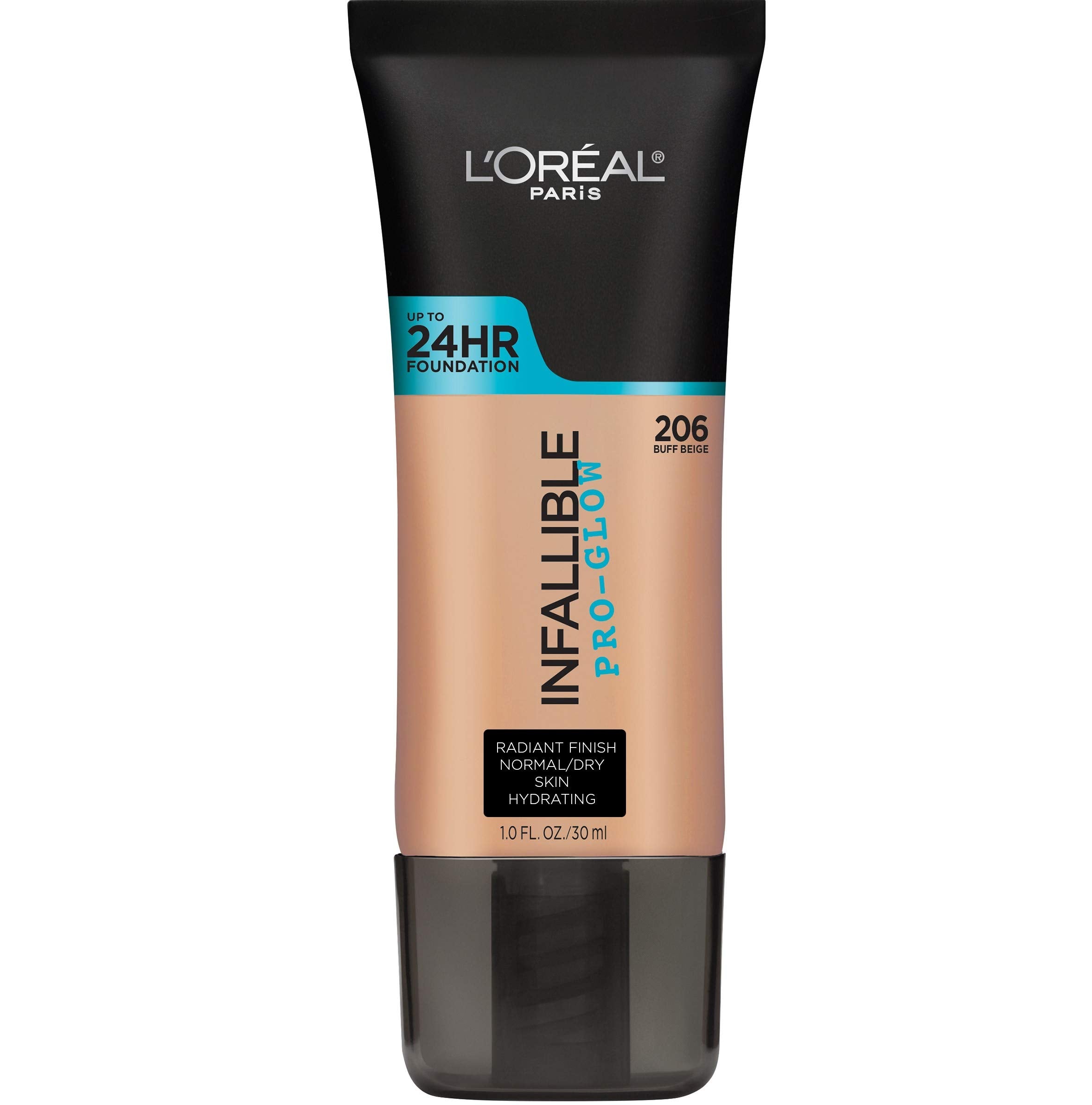 Fundación Infallible Pro Glow de L'Oreal Paris en envase 30 ml, acabado luminoso y duradero.